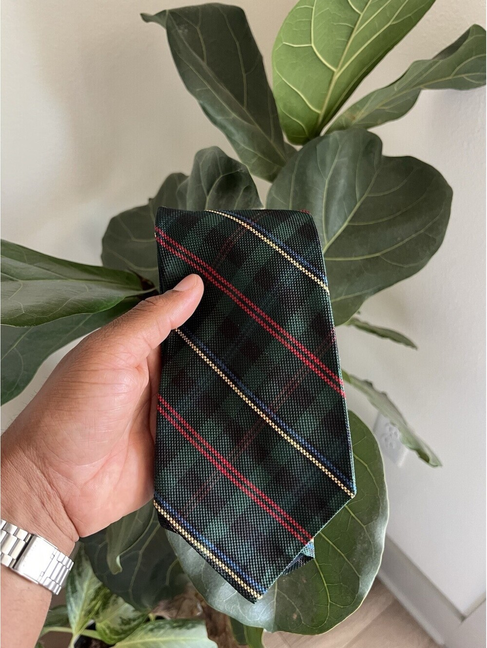 Polo Ralph Lauren Green Plaid Silk Tie Tartan Necktie